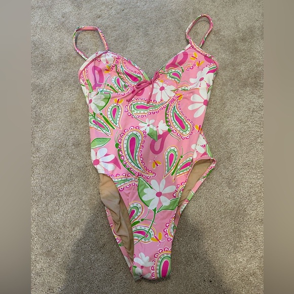 LILLY PULITZER CHEERY O FAITH One Piece SWIMSUIT 12 NWOT - Picture 1 of 3
